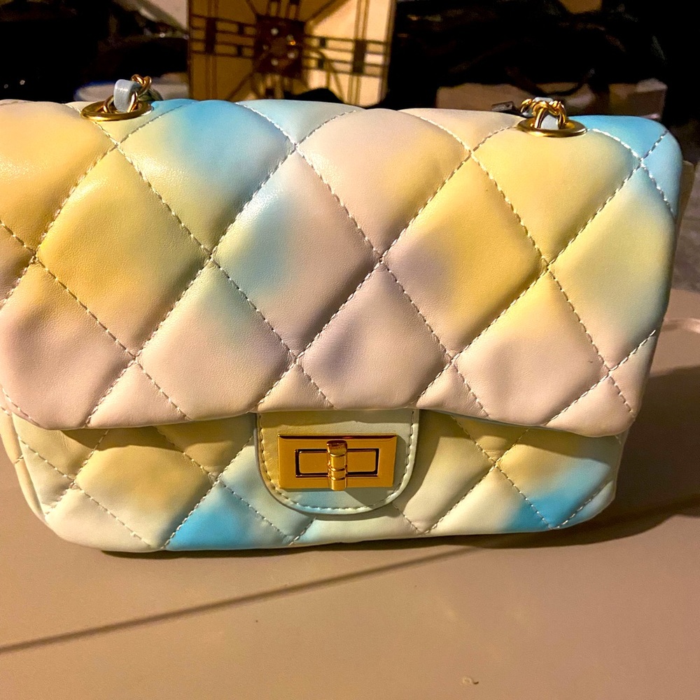 Blue Rainbow Puffer Bag